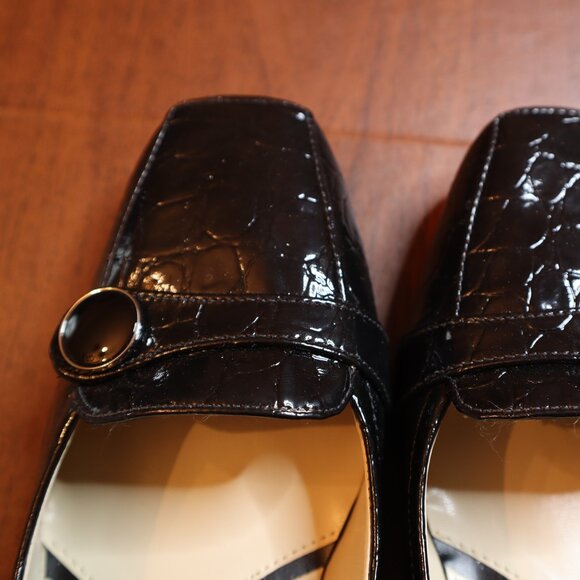 Naturalizer Fulton Block Heel Loafers – Black Croc Patent – Size 10 Narrow (N) – - Picture 3 of 8